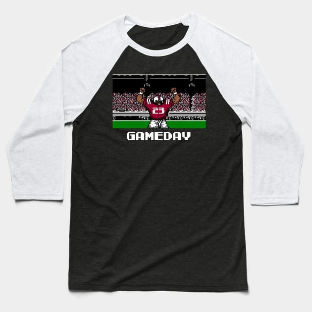 Garnet and Black Football Gameday Retro 8 Bit Linebacker Baseball T-Shirt by SLAG_Creative